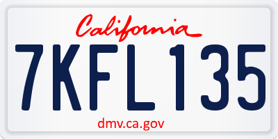 CA license plate 7KFL135