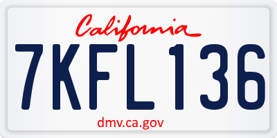 CA license plate 7KFL136