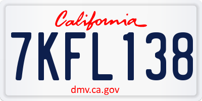 CA license plate 7KFL138