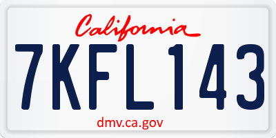 CA license plate 7KFL143