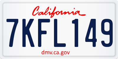 CA license plate 7KFL149