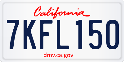 CA license plate 7KFL150