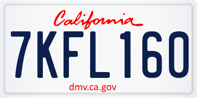 CA license plate 7KFL160
