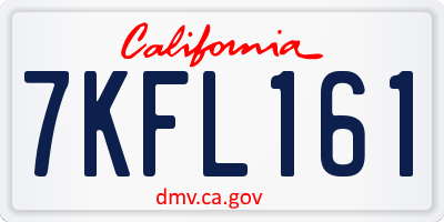 CA license plate 7KFL161