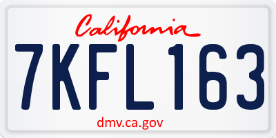 CA license plate 7KFL163
