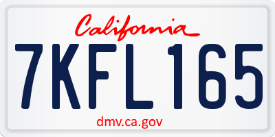 CA license plate 7KFL165