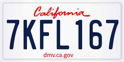 CA license plate 7KFL167