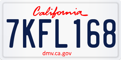 CA license plate 7KFL168