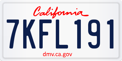 CA license plate 7KFL191