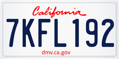 CA license plate 7KFL192