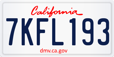 CA license plate 7KFL193