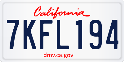 CA license plate 7KFL194