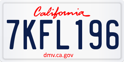 CA license plate 7KFL196