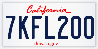 CA license plate 7KFL200