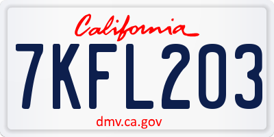 CA license plate 7KFL203