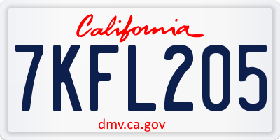 CA license plate 7KFL205