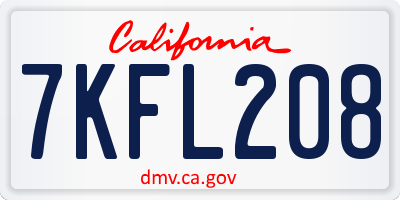 CA license plate 7KFL208