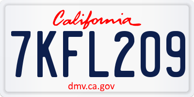 CA license plate 7KFL209