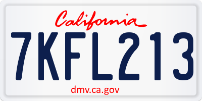CA license plate 7KFL213
