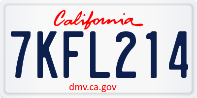 CA license plate 7KFL214