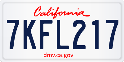 CA license plate 7KFL217