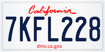 CA license plate 7KFL228