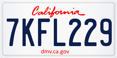 CA license plate 7KFL229