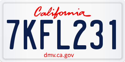 CA license plate 7KFL231