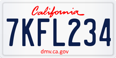 CA license plate 7KFL234