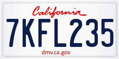 CA license plate 7KFL235