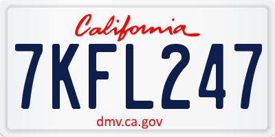 CA license plate 7KFL247