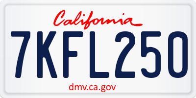CA license plate 7KFL250