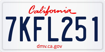 CA license plate 7KFL251