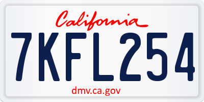 CA license plate 7KFL254