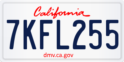 CA license plate 7KFL255