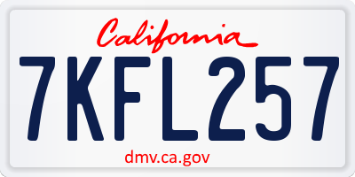 CA license plate 7KFL257