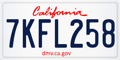 CA license plate 7KFL258