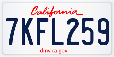 CA license plate 7KFL259