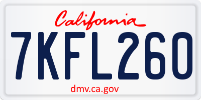 CA license plate 7KFL260