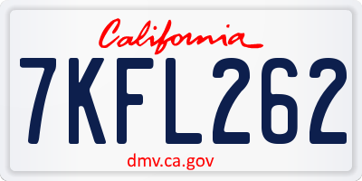 CA license plate 7KFL262