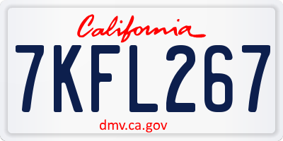 CA license plate 7KFL267