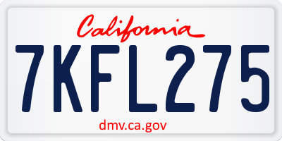 CA license plate 7KFL275