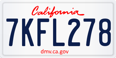 CA license plate 7KFL278