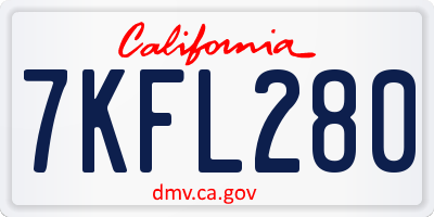 CA license plate 7KFL280