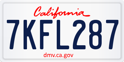 CA license plate 7KFL287