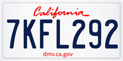 CA license plate 7KFL292