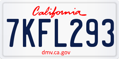 CA license plate 7KFL293
