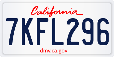 CA license plate 7KFL296