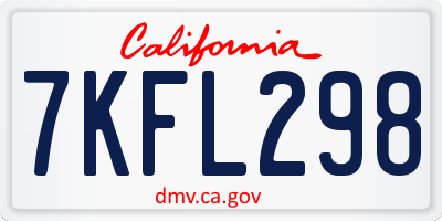 CA license plate 7KFL298