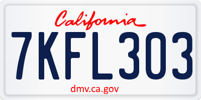 CA license plate 7KFL303